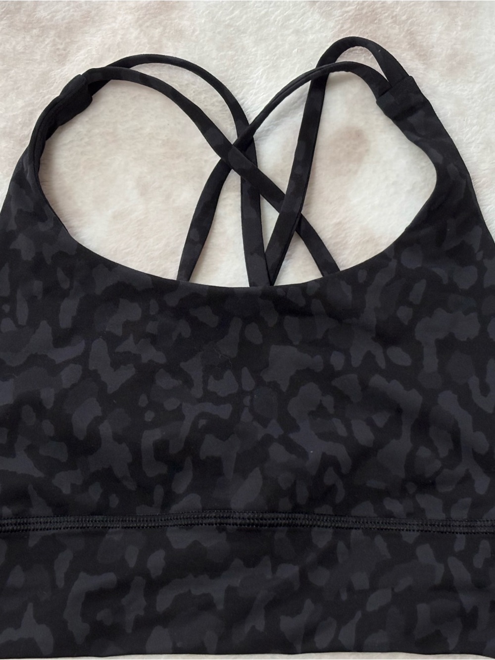 Lululemon Athletica Women’s Black Leopard Print Crossback Sports Bra Size XS/S